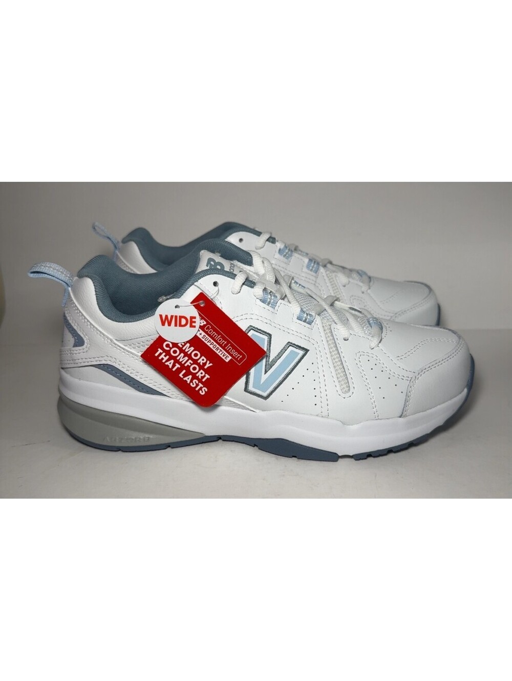 New Balance 608v5 Women 9 Wide WX608WB5 White Blue Training Shoes